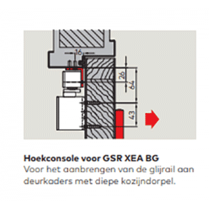 Dorma hoekconsole t.b.v. glijarm TS92-98 XEA zilver